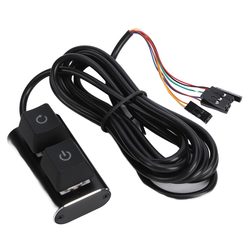 Desktop Computer Power Switch ON Off Reset PC External Power Supply Switch with 7 Color LED Lights 2m Cable