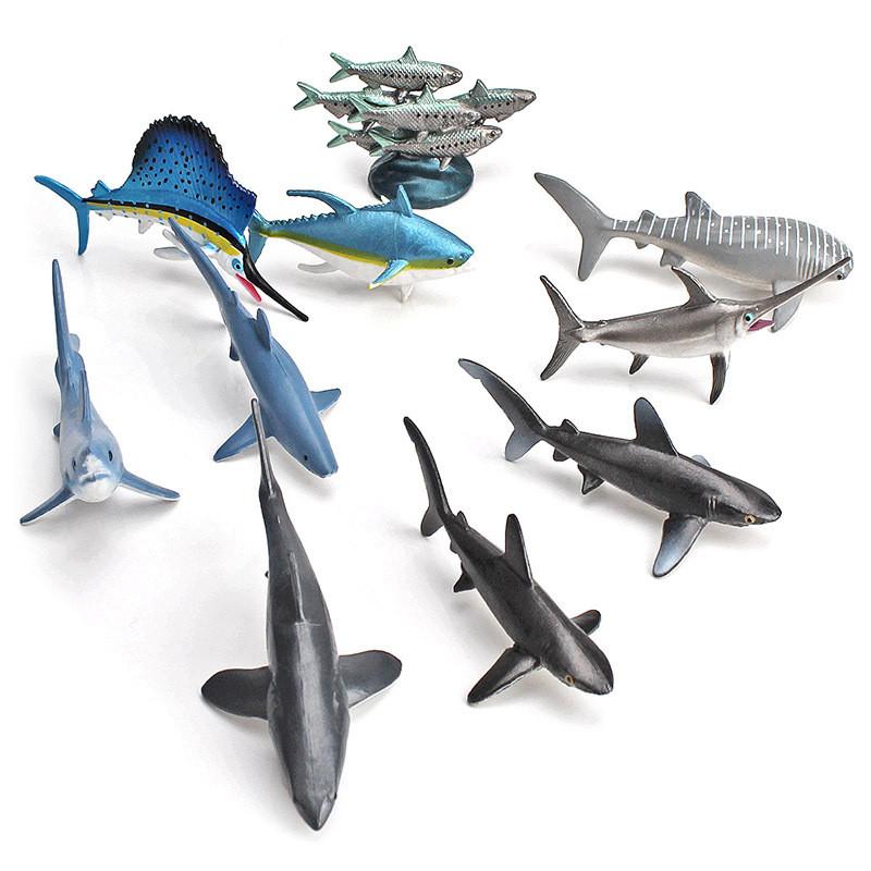 Realistic Marine Animal White Shark And Whale Model Pack With Pvc Construction For School Projects
