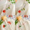 Cherry Tomato Pendant Keyring Sweet Keychain Backpack Decoration Bowknot Keyholder Phone Chain Jewelry Ornament Accessories