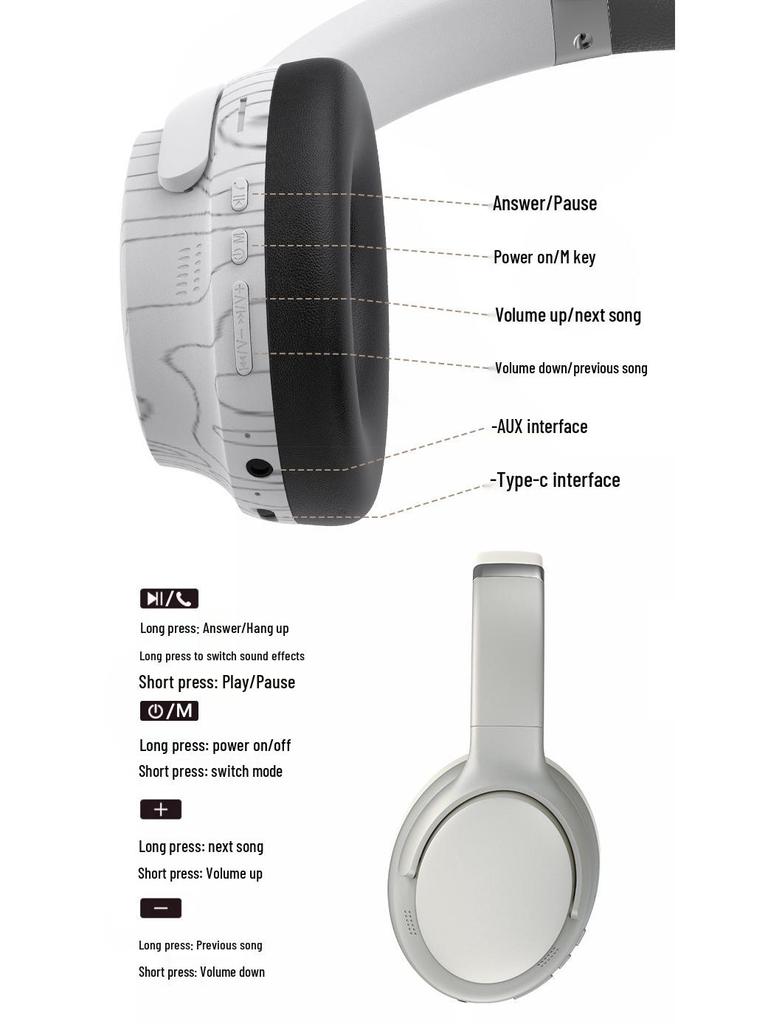 VJE906 Полноразмерные Bluetooth-наушники True Wireless с несколькими звуковыми эффектами для мобильных игр.