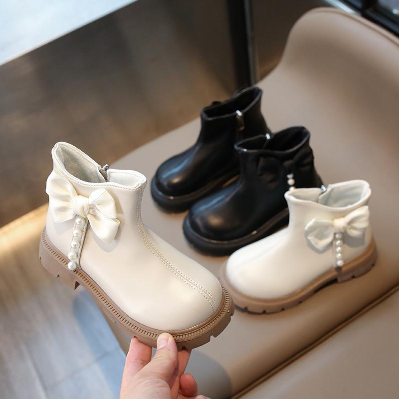 New Autumn Winter Girls Princess Boots Sweet Bowknot Children Fashion Boots Causal Versatile Elegant Kids Ankle Boots Round-toe