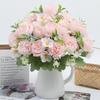 1Pc Artificial Flowers Wedding Home Bedroom Decoration Bridal Bouquet Garden Fake Silk Roses Hydrangeas Vase For Board Outdoors