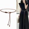 Adjustable Rope Waist Chain Bead Thin Belt Retro Leather Waistband  Dresses