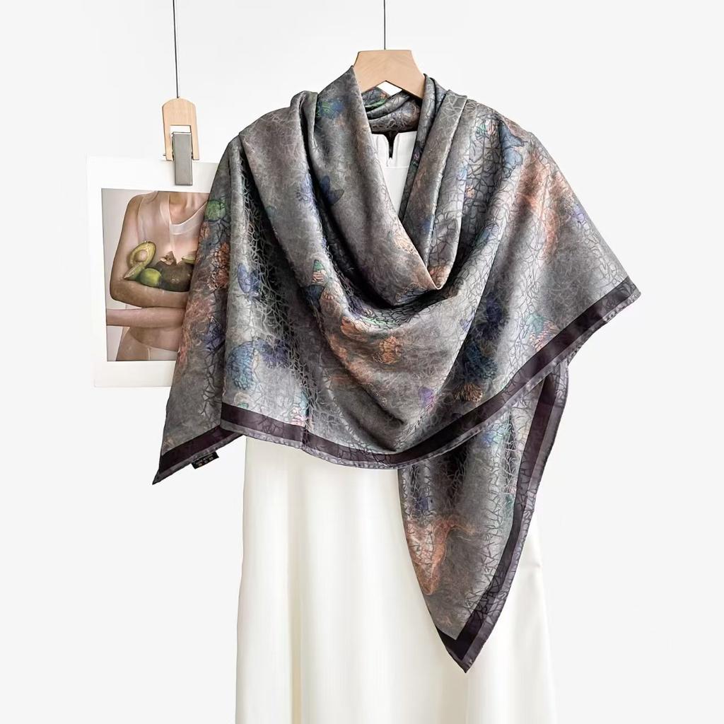 Fragrant Cloud Yarn 140 * 140 Spring And Summer Simulated Silk Large Square Scarf Shawl Women'S Summer Thin Scarf Versatile