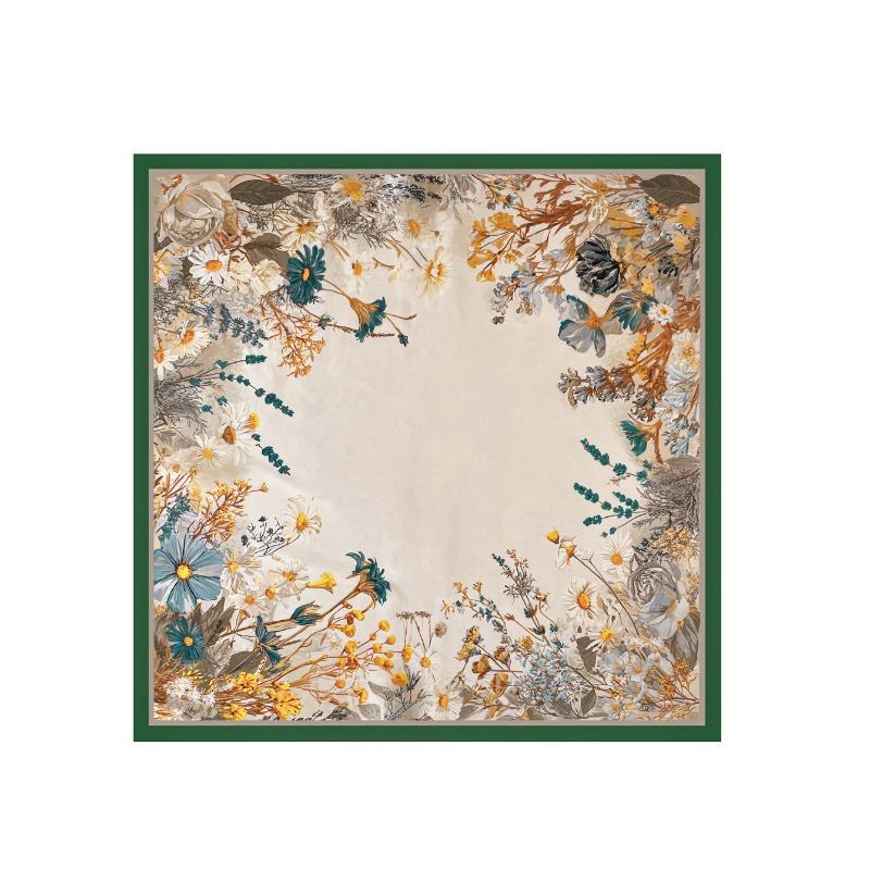 Women S Satin Printed Square Scarf For Spring Summer Versatile