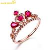 Classic Crown Molding Copper Alloy Mei Red Zircon Ring Ladies Jewelry Wedding Promise Party Gift
