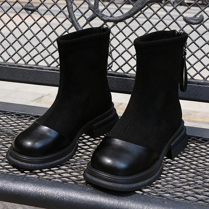 Британские ботинки Мартина детские осень-зима 2025 новые толстый каблук тонкие ботинки французские маленькие тонкие короткие ботинки