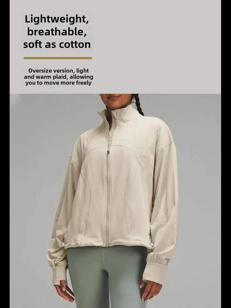 Свободная женская ветрозащитная спортивная куртка с рукавами «летучая мышь» и воротником-стойкой для осенней йоги и бега