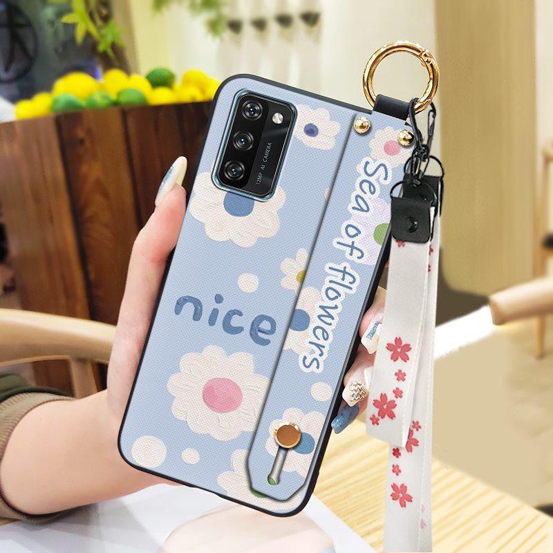 Anti-dust Soft Case Phone Case For Blackview A100 Flower Back Cover Lanyard Protective Ring Oil Painting Waterproof