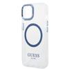Etui do iPhone 14 Plus Guess Metal Outline MagSafe Niebieskie