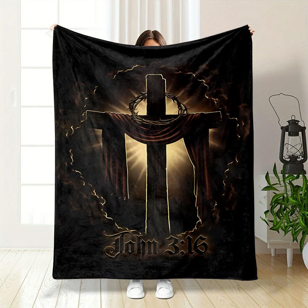 Wooden Cross Blanket Printed Blanket for Living Room Bed Couch lunch break Soft Cozy Blanket for Friend's festival Gift