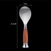 Stainless Steel Rice Spoon Non-Stick Rice Paddle Scoop Large Standing Design Serving Spoon Metal Kitchen Spoon with Wood Handle