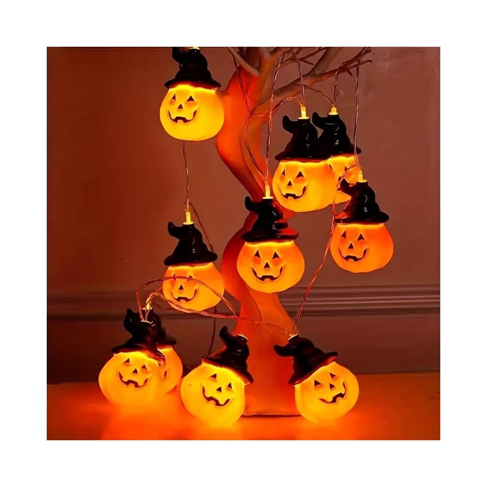 LED pumpkin lantern string lights with witch hat design 10