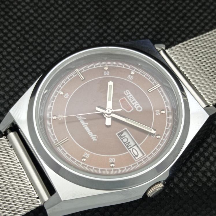 ВОССТАНОВЛЕННЫЕ ВИНТАЖНЫЕ SEIKO 5 AUTO 6309A ЯПОНИЯ МУЖСКИЕ D/D КОРИЧНЕВЫЕ ЧАСЫ 593c-a314867-2