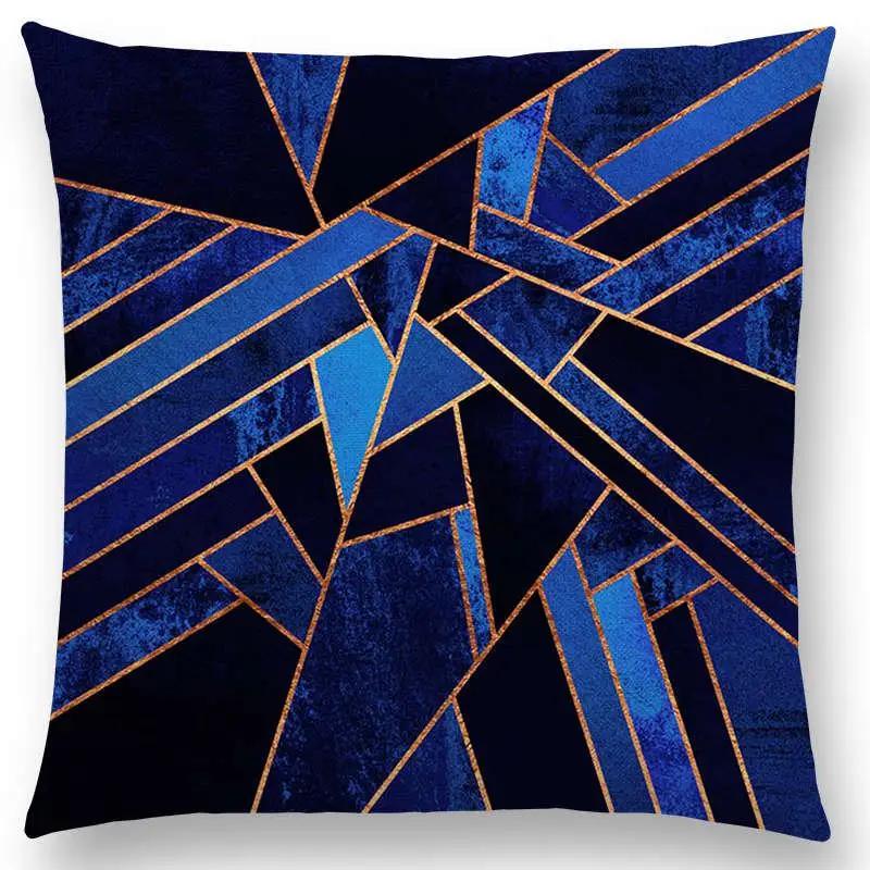 New Geo Emerald Blue Sky Black Night Yellow Lines Geometric Texture Stripes Prints Car Cushion Cover Sofa Throw Pillow Case