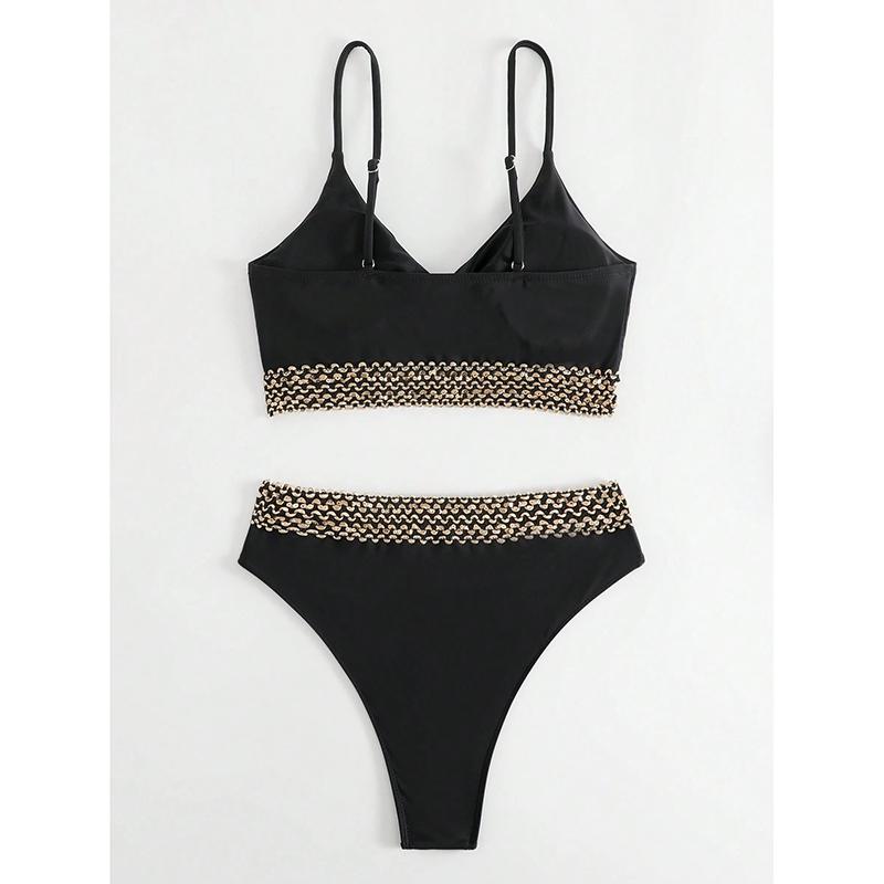 Black Bikini Set Sexy Swimsuit Women Bandage Padded Swimwear Female Bathers High Waist Bathing Swimming Swim Suit Beachwear