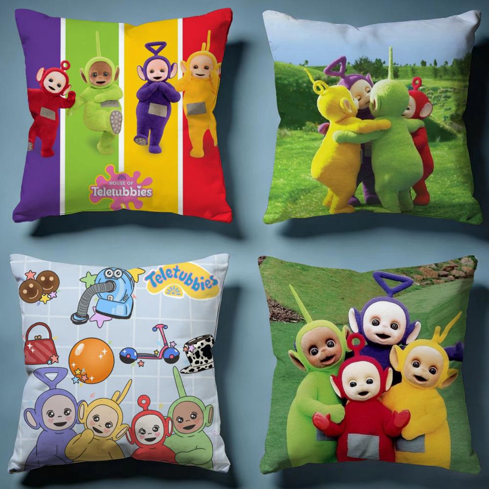 Popular TTeletubbiesed Cushion Cover Soft Decorative Pillow Case Suitable for Bedroom Sofa Car Travel Use