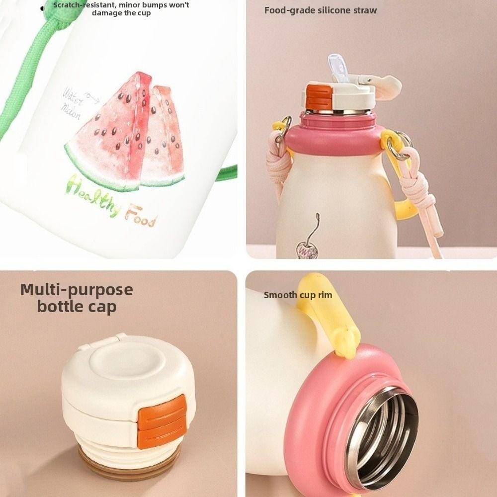 Double Drink Straw Stainless Steel Thermal Bottles Leak Proof Travel Thermal Cup Birthday Gifts