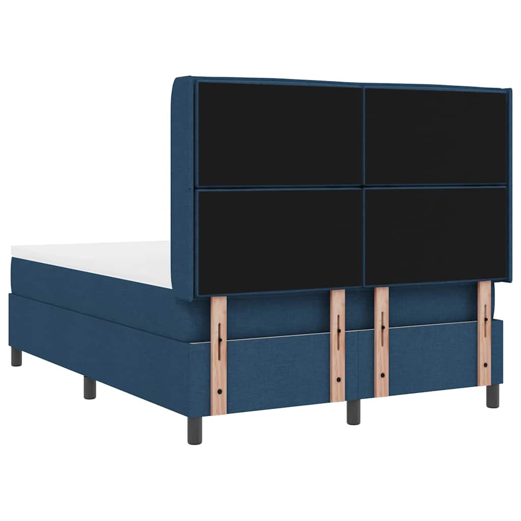 LED Box Spring Bed with Mattress Blue 140 x 200 cm Fabric