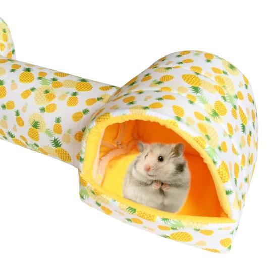 Кровать-туннель для маленьких животных, плюшевая кровать-гнездо для хомяка, морская свинка, уютное укрытие, тепло