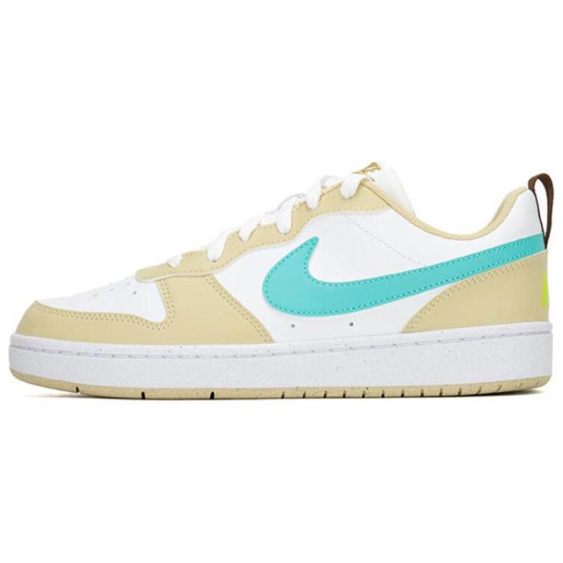 Nike Court Borough COURT BORO Скользкие Устойчивые к истиранию Низкие Детские Скейтбордические Кроссовки Желто-белые Кроссовки HM3726-731