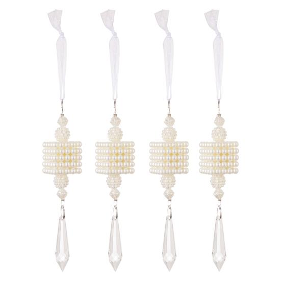 Искусственный жемчуг Рождественские елочные украшения Зимнее бисерное рождественское подвесное украшение из искусственного жемчуга с подвеской в виде капли из искусственного кристалла для дома, свадьбы, праздника