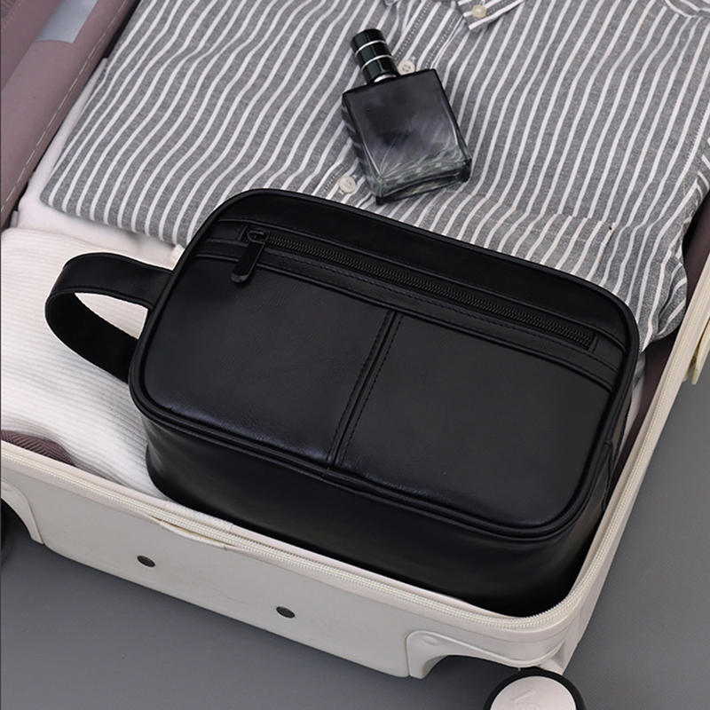 Деловая дорожная портативная мужская косметичка Модная ретро кожаная утолщенная косметичка Сумка