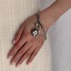 Adjustable Heart Shaped Pocket Watch Bracelet Alloy Craftsmanship Clear Dial Fashion Jewelry Accessory