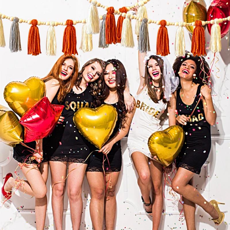 2M Wood Beads Creative Thanksgiving Day Window Wall Tassels Handmade Gifts Ornaments Hanging Decorative Home Decoration