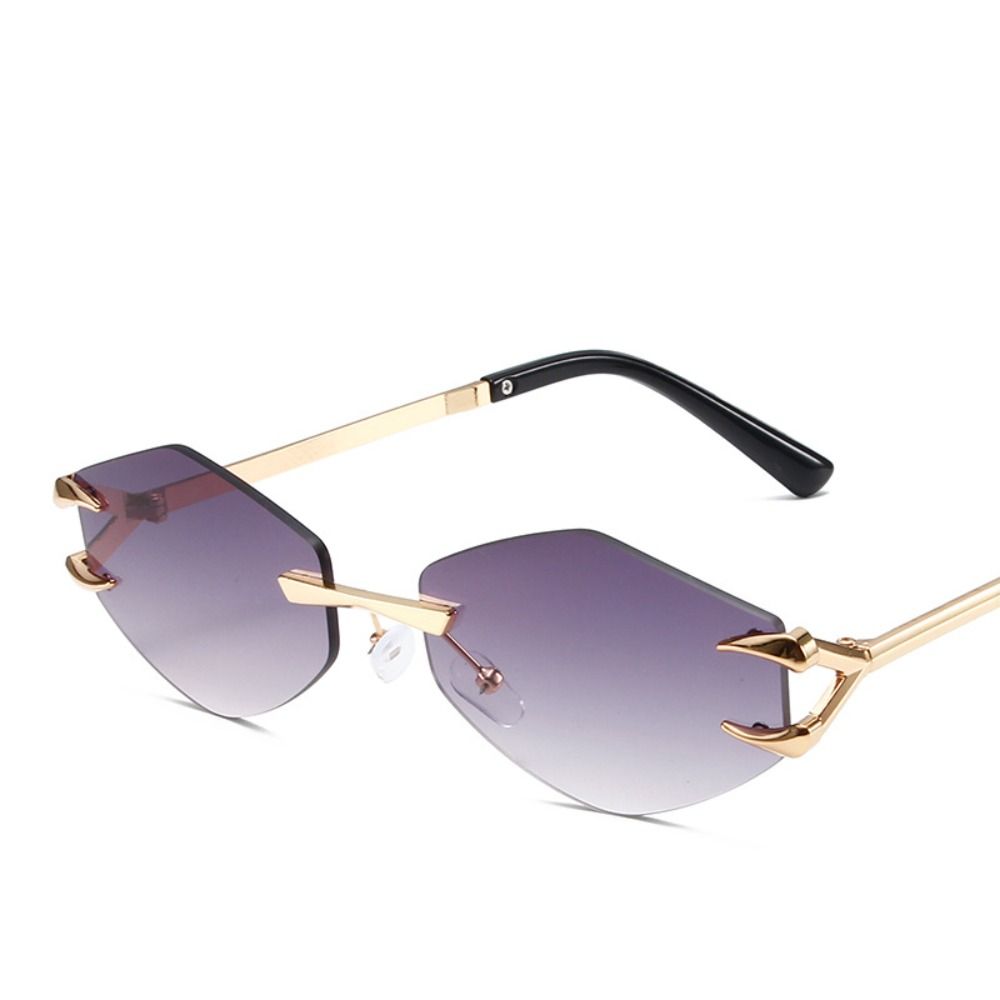 Солнцезащитные очки без оправы в стиле ретро с градиентом UV400, популярные металлические очки без оправы, квадратные солнцезащитные очки для мужчин и женщин