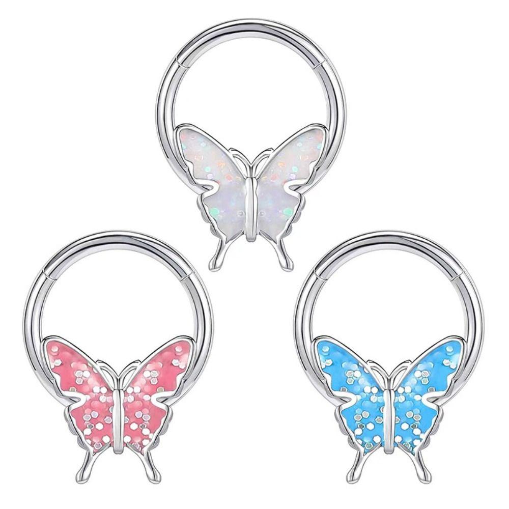 Панк-блеск, кольцо-бабочка в носу, спиральные кольца для перегородки носа, капельное масло, кольцо-бабочка в носу, женское