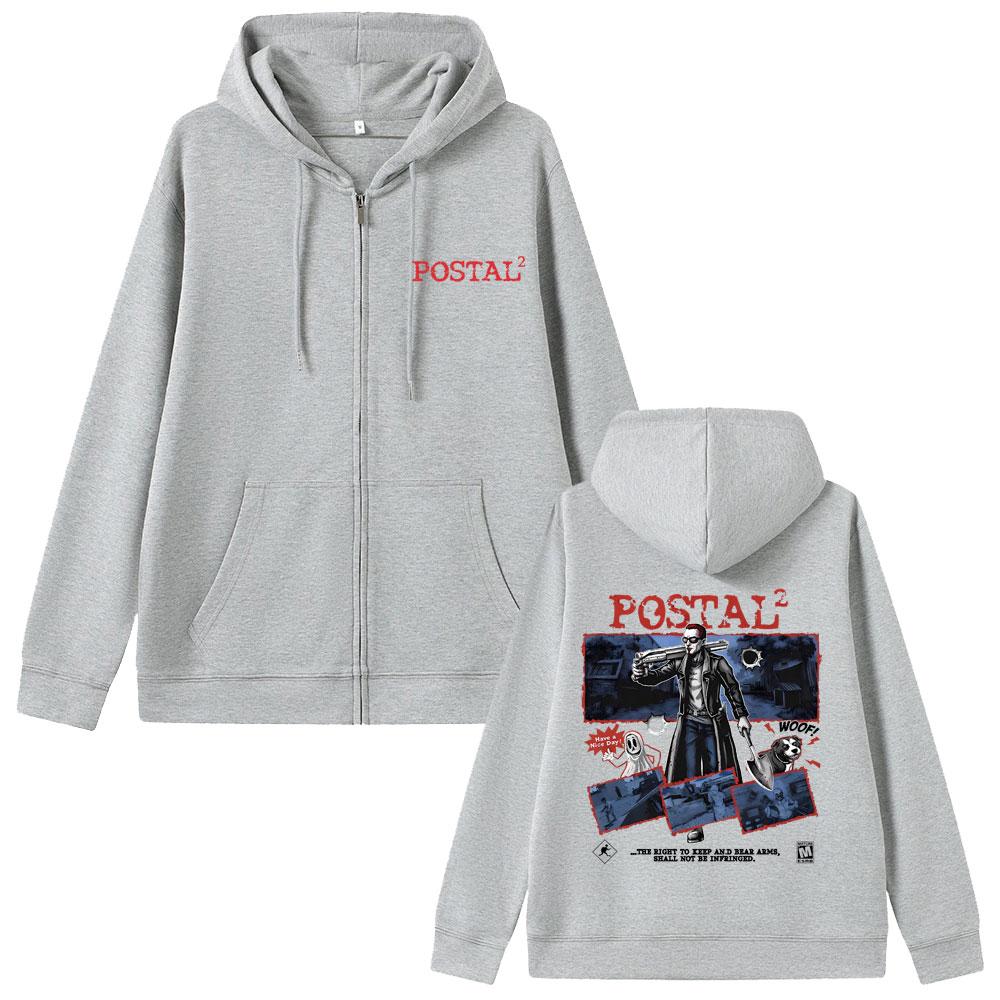 Графическая толстовка на молнии Postal Dude Мужская Женская Хоррор Готика Рок Куртка на молнии Мужская Винтажная Флисовая Хлопковая Толстовка