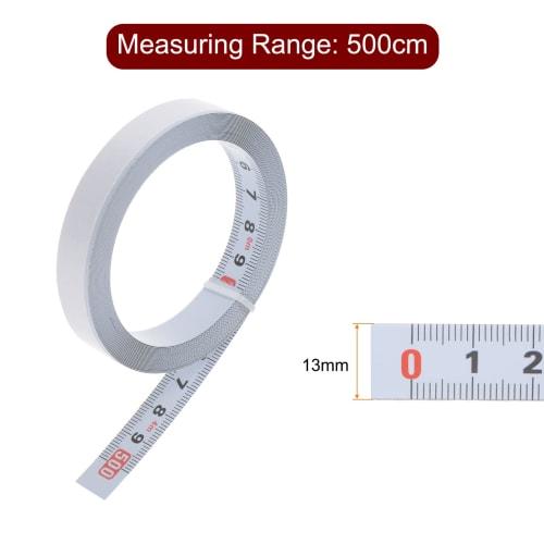 uxcell Self-Adhesive Tape Measure, 500cm Metric, Left-Right Reading, Self-Adhesive Steel Workbench Ruler, White