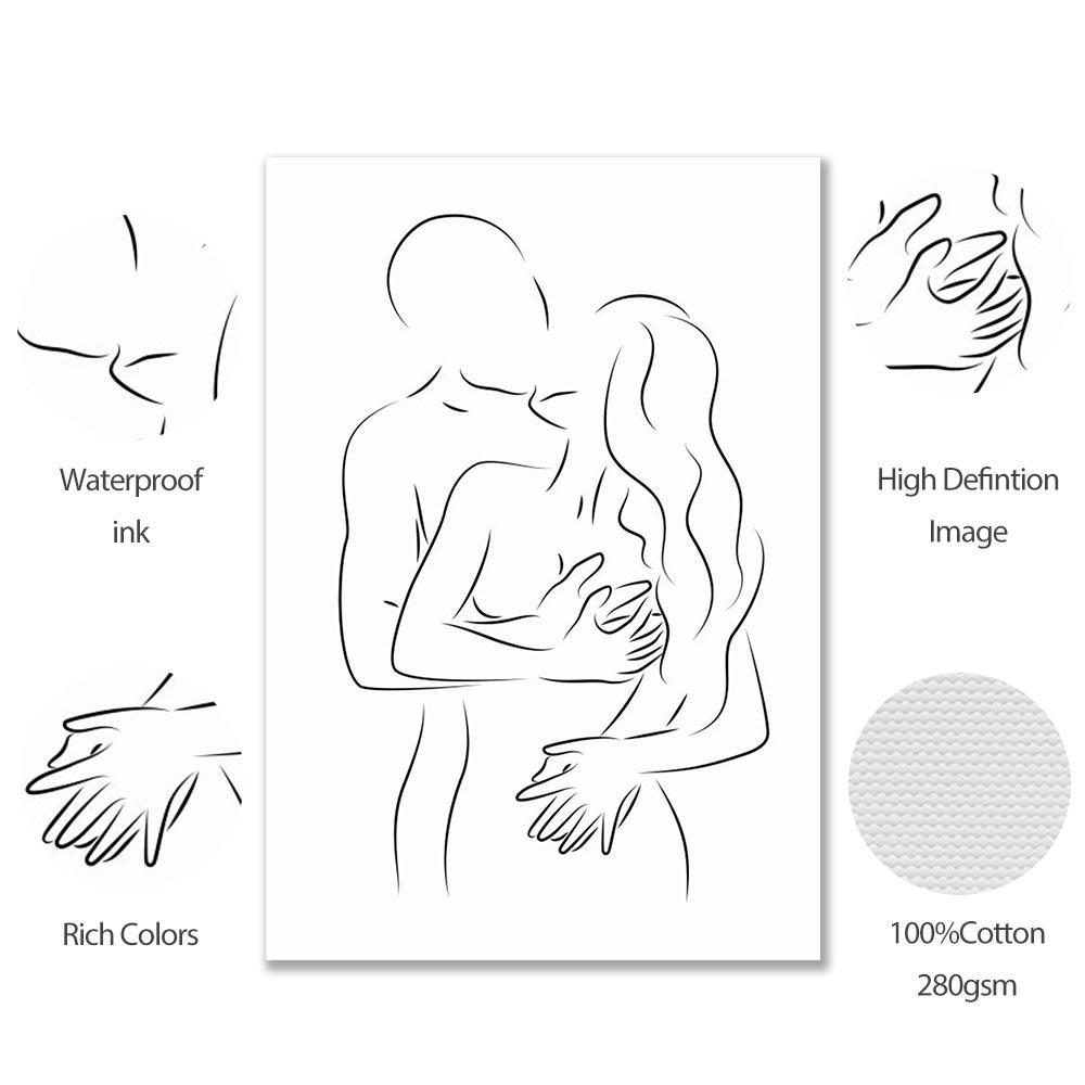 Романтический абстрактный плакат Lover Line Art Печать Пара Обнаженная картина на холсте Современная гостиная Минималистичная декоративная роспись