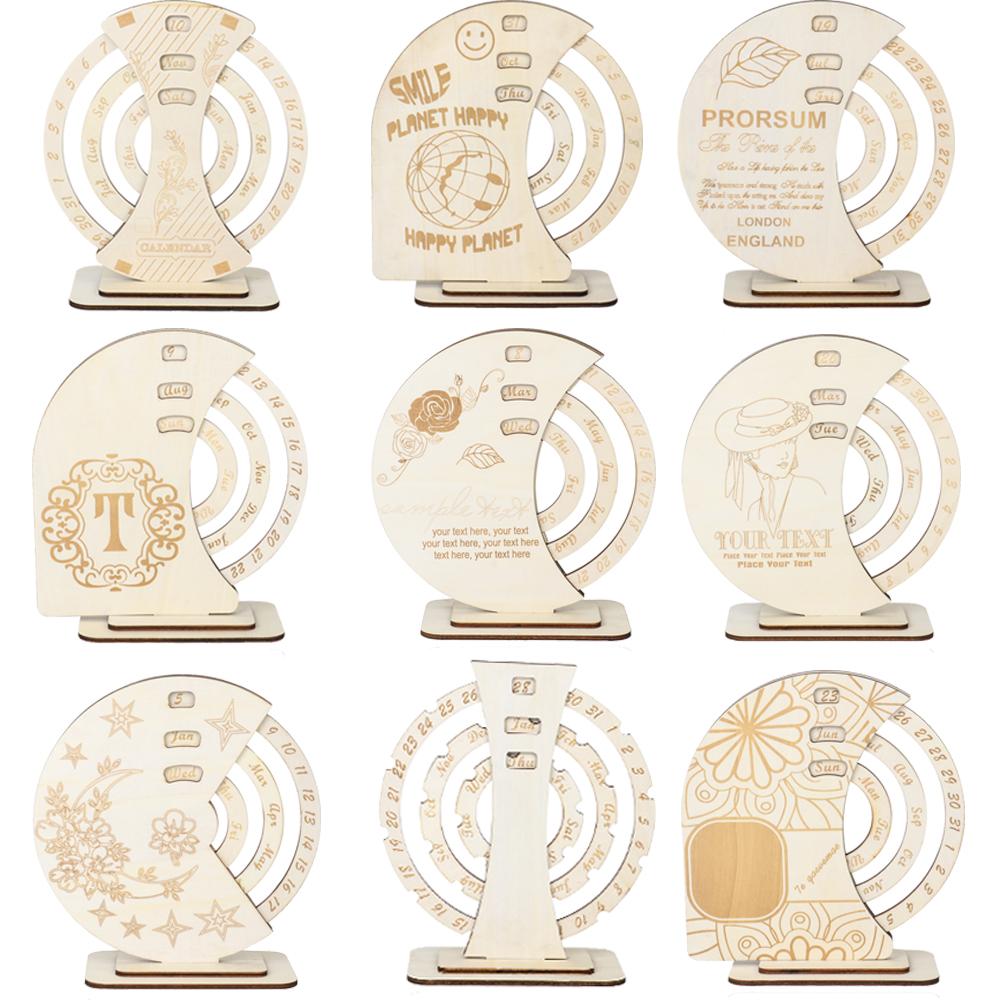 Деревянный блок-календарь, многоразовый дисковый календарь, карта учета времени, вечный календарь, эстетический декор стола, деревянное украшение стола