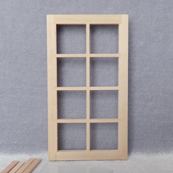 Gift Solid Color Traditional 8-Pane Door Dollhouse Window Frame DIY Accessories Mini
