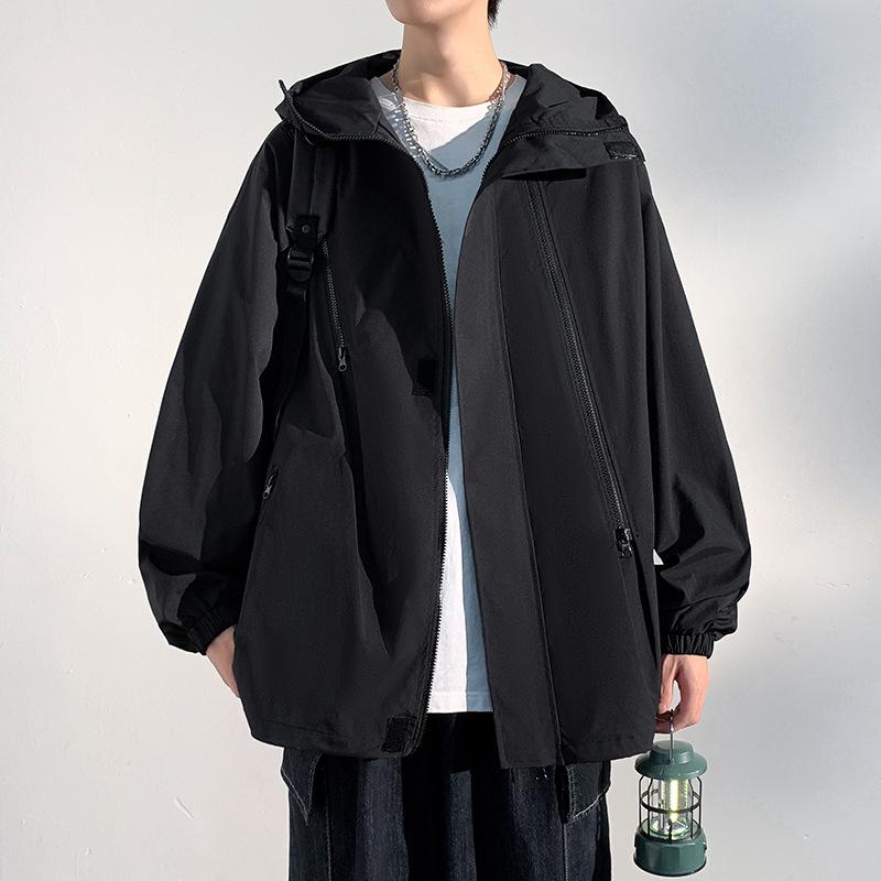 Jacket Men's Spring and Autumn New Hong Kong Style Large Size Hooded Jacket Long-sleeved Casual Loose Versatile Top