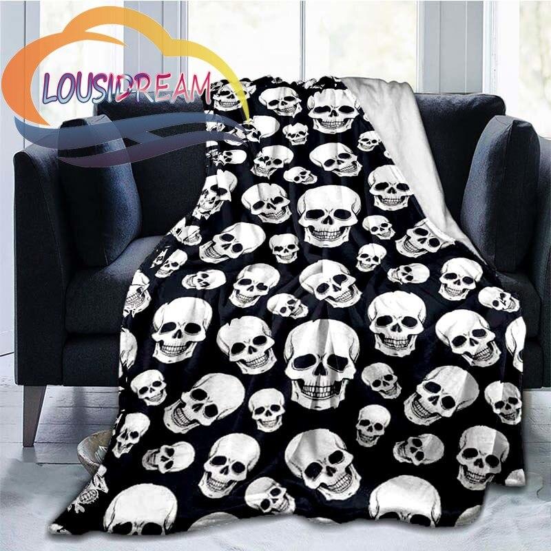 Одеяло с розовым черепом, покрывало для кровати, одеяло из микрофибры с цветным черепом для детей и взрослых, дорожное одеяло для взрослых