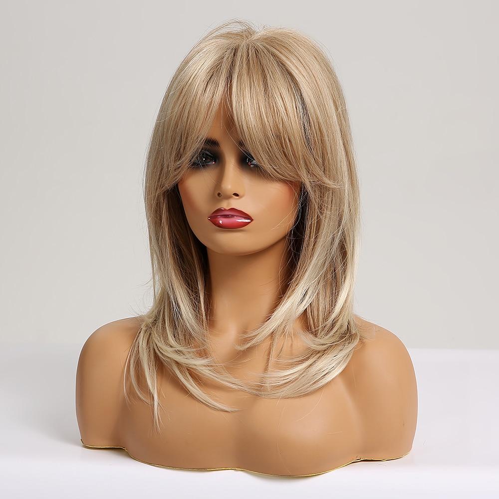 ALAN EATON Средние волнистые синтетические омбре натуральные светлые пепельные волосы парики с челкой для женщин афро повседневный парик Лолиты для косплея