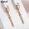 Kinel Sword Shape Zircon Dangle Earrings For Women Rose Gold Color Fine Jewelry Long Earrings