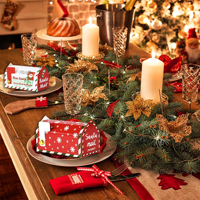 50 шт. рождественский почтовый ящик в форме подарочной коробки для конфет, детская рождественская упаковка для печенья, сумка для домашнего декора Navidad Noel, Новый год