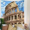Roman Colosseum Cartoon Illustration Patterned Tapestry Decorative Wall Hanging, Home Bedroom Living Room Decor