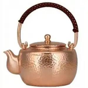 450Ml Pure Copper Teapot Pure Handmade Small Boiling Kettle Lifting Beam Teapot Vintage Health Tea Infuser Kung Fu Tea Set