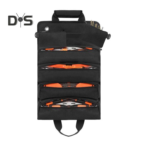 Tool Roll Up Bag with Handle Multi-compartments Large Capacity Zipper Closure Waterproof Heavy-Duty Tool Organizer Bag