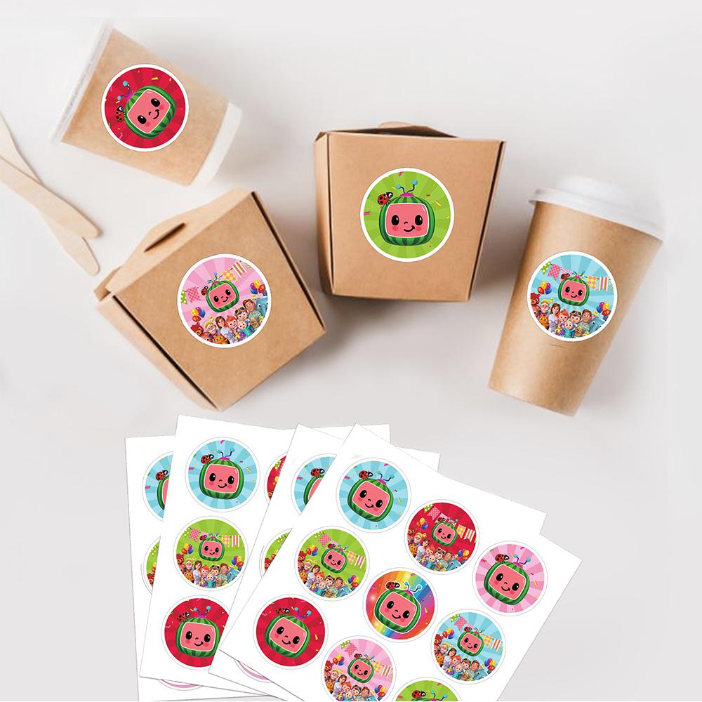 24Pcs Cocomelon Birthday Party Gift Bags With 36 Stickers For Kids Party