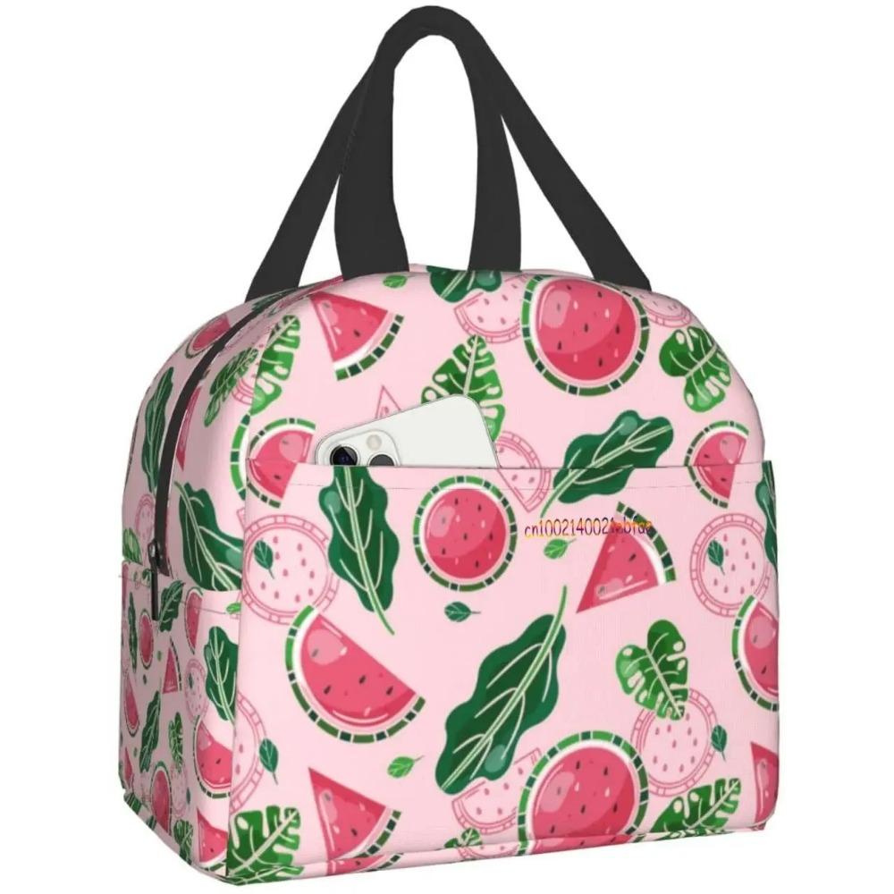 Cute Watermelon Lunch Bag Travel Work Picnic Bento Box Cooler Reusable Canvas Tote Boxes for Women Kids Insulated Lunch Bags