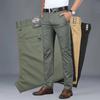 Cotton Casual Pants Mens Clothing Straight Business Green Black Khaki Trousers Male