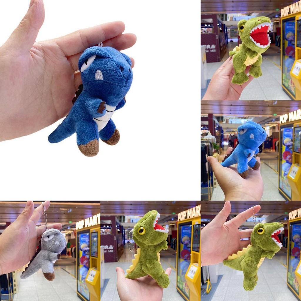 Dinosaur Plush Keychain With Metal Chain And Silver Keyring For Car And Bag Decor