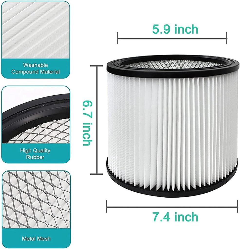 Сменный фильтр для Shop Vac Фильтры 90304 90333 90350 Подходит для большинства пылесосов Shop-Vac для влажной и сухой уборки объемом 5 галлонов и более