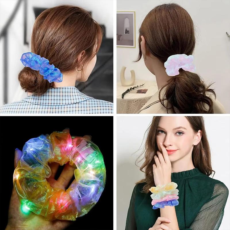 1Pc Hair Accessories Festival Party Light-up Glow Effects Women Hair Rope Fashion LED Hair Tie Scrunchie